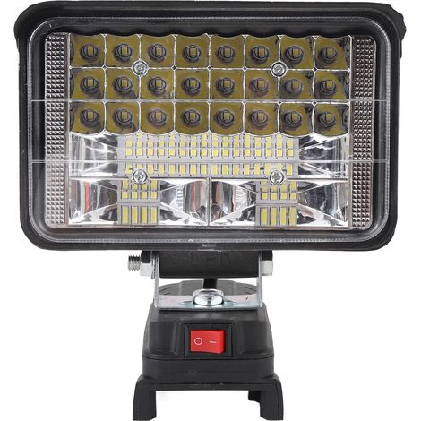Projecteur LED de chantier sans fil 50W 5400lm angle réglable 140° 2 ports USB chargeur batterie 18V compatible étanche (1/5)