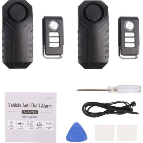 Alarme Vélo Moto - 113 dB - Télécommande Intégrée - IP55 - Pour Vélo Électrique Scooter Porte Fenêtre - Lot de 2 (1/4)
