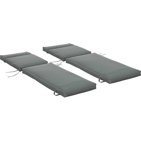 Set 2 Cuscini per Sdraio da Esterno 196x55x8 cm Imbottiti in Cotone con Cinghie Grigio Scuro (1/5)