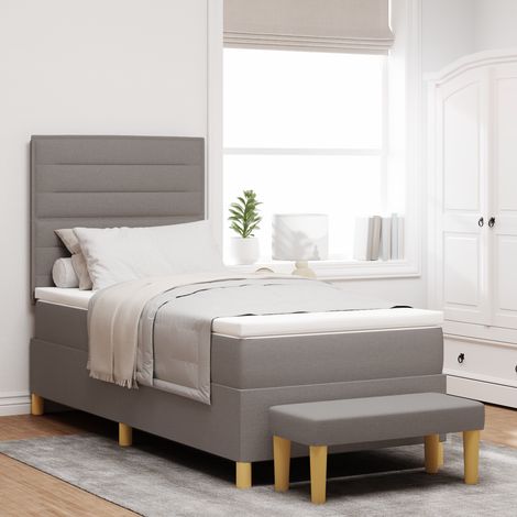 Boxspringbett mit Kopfteil Taupe 200 x 90 cm Stoff vidaXL (1/5)
