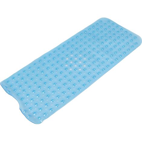 Tapis de bain antidérapant PVC avec trous d'évacuation, flexible, pour douche et baignoire, usage maison/hôtel, bleu transparent, 40 x 100 cm (1/5)