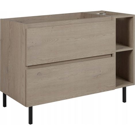 SIMPLE 100 Waschtischunterschrank - Dunkle Eiche - Modernes Design - Mit Schubladen und Regal