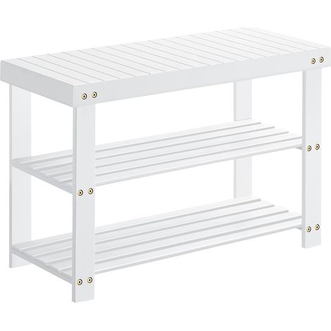 1 Banc à Chaussures en Bambou, 3 Niveaux, Capacité 130 kg, 28,7 x 70,1 x 45,2 cm, pour Entrée