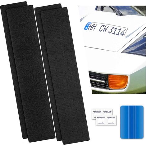 Support Pour Plaque D'immatriculation - Sans Cadre Autoadhésif Avec Velcro - Compatible Tous Véhicules - Résistant Aux Intempéries Et Haute Tenue - Lot De 2