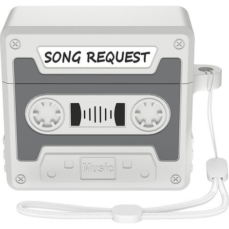 Custodia rinforzata per Apple Airpods 4, modello Retro Cassette, grigia (1/2)