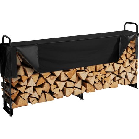 Range Bûches Extérieur 259x36x117 cm Abri Bois de Chauffage avec Couverture Imperméable 600D Oxford Porte-bûches pour Cheminée Support de Bûche Intérieur pour 1/2 de Corde de Bois de Chauffage (1/5)