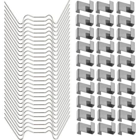 120 Pièces Attaches de Serre pour Verre Acier Inoxydable avec 60 Clips W et 60 Clips Z