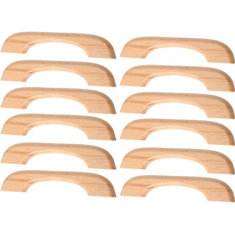 10 tiradores de madera para muebles, pomos para cajones, tiradores para puertas y tiradores para armarios de cocina, vestidor y cómoda (127 mm de longitud total, color madera) -Crezuo