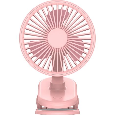 Ventilateur portable rechargeable, mini ventilateur de bureau USB rose, silencieux, avec pince, batterie 2000 mAh, 3 vitesses, rotation à 270°, idéal (1/5)