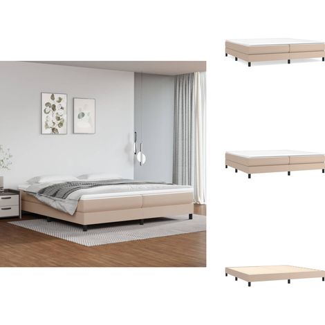 Sommier à lattes de lit avec matelas Cappuccino 200x200 cm - Lit Tapissier - Lit Double - Matelas À Ressorts Ensachés - Support Moyen Dur - Housse De Protection De Matelas (1/5)