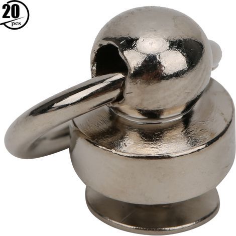 20 O-Ring-Knopfnieten, 9 mm, Messing, für Lederverarbeitung, Silber (1/5)