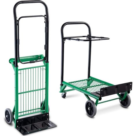 COSTWAY Carrello Per Trasporto Pieghevole, 2 in 1, Portapacchi Carrello per Trasporto di Sacchi in Acciaio, Altezza Regolabile, Capacità di Carico Fino a 90 kg (1/5)