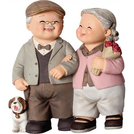 Statue Résine Couple Âgé Romantique - Décoration Maison Artisanale pour DIY - Figurine Heureuse (1/5)