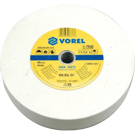Vorel 08876 - Disco de afilar de 20 cm, ideal para afilar herramientas y cuchillos de manera eficiente y duradera.