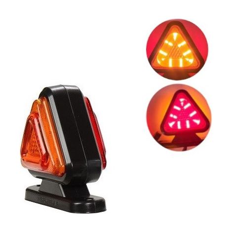 1 pièce 18 LED mini feu de gabarit à LED, type corne, 12 - 24 V, jaune - rouge, de forme triangulaire, effet néon pour remorque