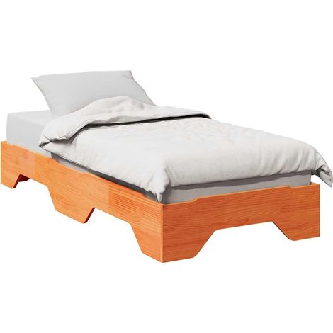 Massivholzbett ohne Matratze Stapelbar Wachsbraun 75x190 cm