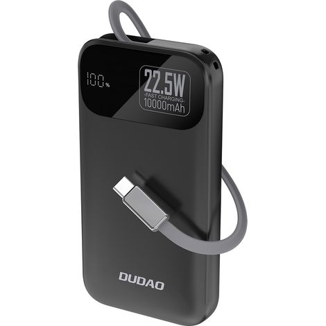 Powerbank K31 da 10000 mAh e 22,5 W PD con cavo integrato - Nero (1/4)