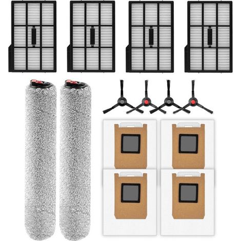 14 piezas，apto para aspiradoras robot Eufy Omni E25，Eufy Omni E28，con 2 mopas giratorias，4 cepillos laterales，4 filtros HEPA，juego de accesorios (1/5)