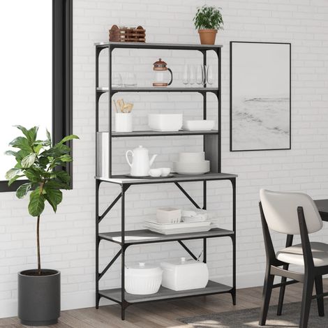 Estantería cocina 6 niveles madera gris Sonoma 90x40x180 cm vidaXL (1/5)