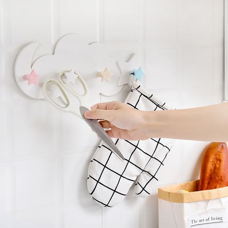 Crochets muraux nuage lune étoile, cintres DIY décoration murale chambre enfant. (1/5)
