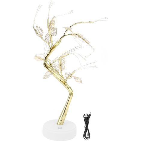 Lampe LED Artificielle Bonsai 72 LEDS avec Touche Tactile, Branches de Fil de Cuivre Flexible, Base USB/Batterie, Blanc Warm pour Décor Maison 30x50cm