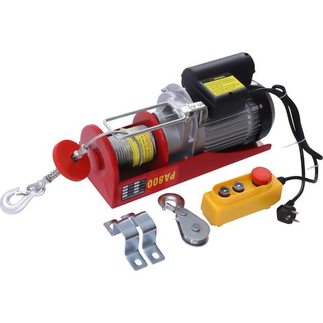 Treuil Électrique, Capacité de 800 kg, Vitesse de Levage Rapide, Rouge (1/2)