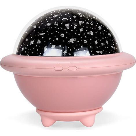 Lampada da notte per bambini, proiettore di cielo e stelle, UFO, rosa (1/5)