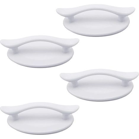 4 Pièces Poignées Autocollantes en Plastique Blanc Adhésif pour Portes et Fenêtres Placards Tiroirs Placards (8,3 x 4,9 cm) (1/5)