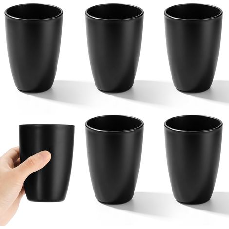 Lot de 6 Gobelet pour Brosse à Dents, Gobelets Rince-Bouche Noirs, Plastique Alimentaire, Gobelet Plastique Réutilisables pour Salle de Bain, pour Adultes et Enfants (1/5)