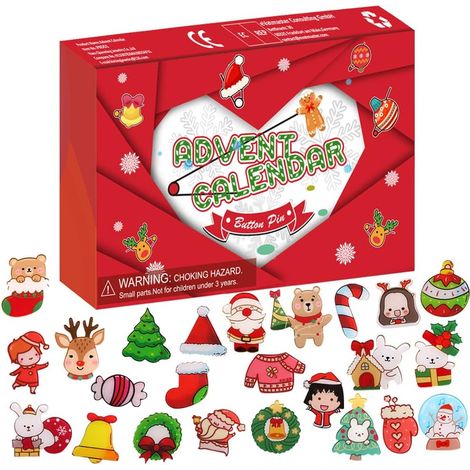 Adventskalender mit 24 Tagen Countdown, Schublade, Weihnachtskalenderbox gefüllt mit kleinen Geschenken, Countdown-Weihnachtsdekoration, Geschenkbroschen-Set (1/5)