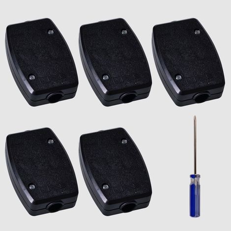 5 Pièces Boîte de Jonction à 3 Pôles Noir 13A 250V Boite Raccordement Etanche Commode Connecteur de Câble électrique Réutilisable pour Appareils Electriques Fils Terrasse Piscine Familiale (1/5)