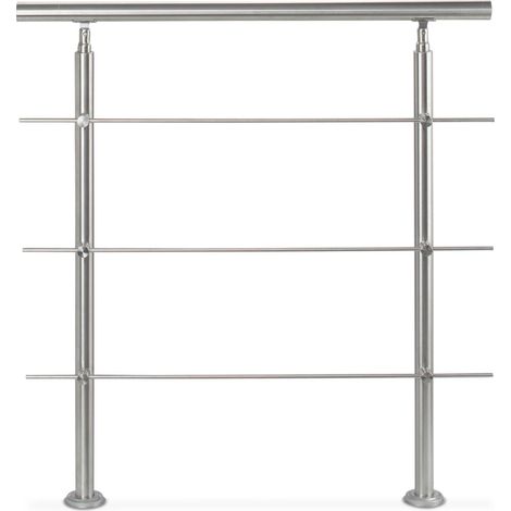 Ringhiera per scale da esterno in acciaio inox con corrimano per fissaggio stabile 108 x 150 x 7,5 cm in acciaio inox spazzolato 130009427