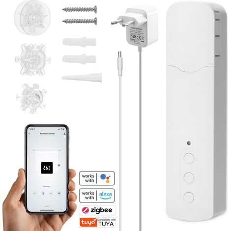 Moteur de rideau à billes intelligent Tuya ZigBee TM616EGZT Moteur de rideau électrique intelligent pour maison, hôtel, contrôle par application mobile, commande vocale, silencieux, compatible avec A (1/5)