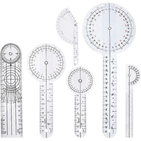 Lot de 6 goniomètres spinaux, goniomètres digitaux, rapporteurs d'angles à 360°, goniomètres médicaux-32x13cm-Silver