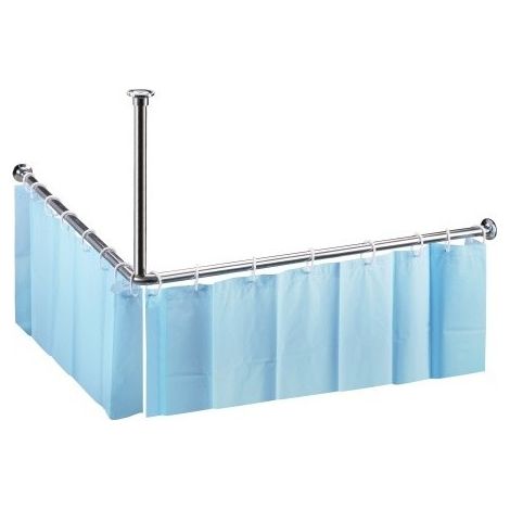 Tringle de coin pour rideau de douche en acier poli 140x140 cm