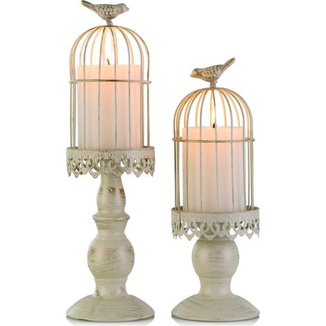 1 pièce - Chandelle - Lanterne portable - Chandelle vintage en forme de cage d'oiseau - Décoration pour la chambre de mariage - (1/5)