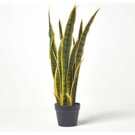 HOMESCAPES Kunstpflanze Sansevieria Trifasciata, Bogenhanf im Topf, grün-gelb, 74 cm hoch