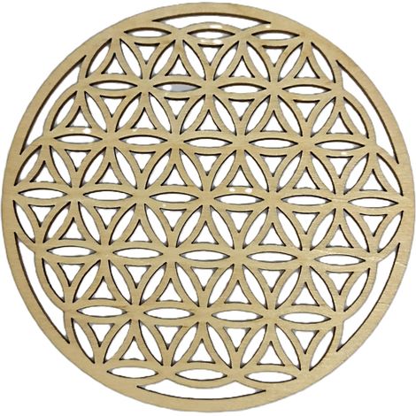 Blume des Lebens aus Holz – 1 Stück – Naturbuche – Nachfüllhalter für Kristalle – Spirituelle Dekoration und Untersetzer – 10 cm (1/3)