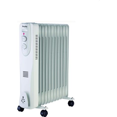 Radiateur bain d'huile 2500W – Chauffage pour pièces jusqu'à 32m² – Thermostat réglable – Protection anti-surchauffe et anti-basculement – Profile