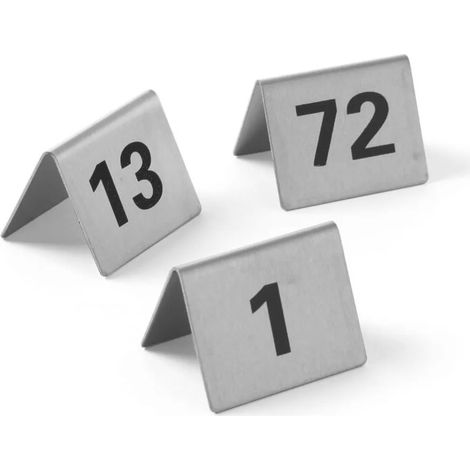 Plaques de numérotation de table HENDI, en acier inoxydable, n° 61 à 72 inclus (1/5)
