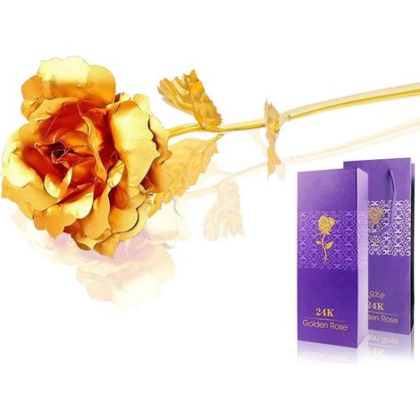 MINKUROW Tela No Tejida De Rosa De Seda Flores Artificiales Con Purpurina Con Soporte Y Caja De Regalo, Ideal Para El Día De San Valentín, Cumpleaños, Aniversario, Navidad, Acción De Gracias, Día De L (1/5)