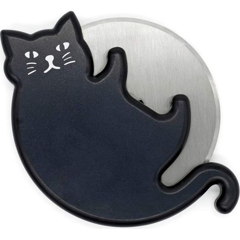 Coltello per pizza design gatto - KIKKERLAND - Design gatto - Plastica - Nero e bianco - 1 pezzo - Taglia pizza (1/3)