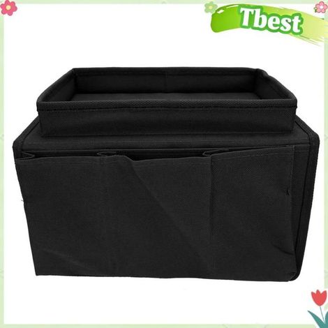 Tbest Sac de rangement de canapé 4 poches canapé accoudoir TV télécommande organisateur fauteuil canapé bagagerie pochette Noire (1/5)