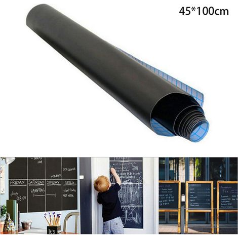 Beyamis Sticker mural tableau noir pour enfants, autocollant tableau noir scolaire amovible, 45 x 100 cm (1/5)