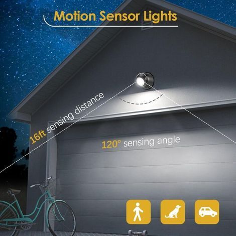 Applique murale LED sans fil étanche 6000K avec détecteur de mouvement - Allumage/extinction automatique (2 pièces, blanc froid) - FM (1/3)