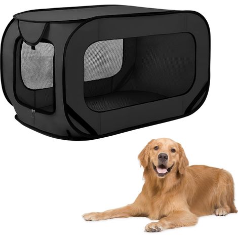 Parc pour Chien, Parc Pliable 94 53 53 cm pour Animaux, Enclos Chat Chiot Pliable Imperméable Fermeture Éclair pour Intérieur, Extérieur, Voyage, Camping, Activités en Plein Air, Noir (1/5)