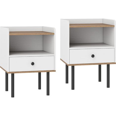 Set di 2 comodini 40,5 x 35 x 56 cm con cassetto e ripiano aperto design moderno in legno ingegnerizzato bianco 200017307