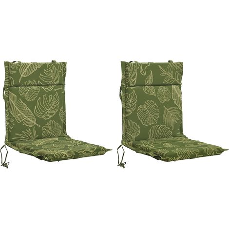 Lot de 2 coussins de chaise à dossier haut GEMERT - 110 × 50 × 3 cm - modèle feuille - 100 % polyester