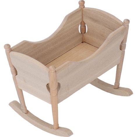 Berceau miniature en bois pour maison de poupée à l'échelle 1:12, accessoire de décoration, cadeau pour enfant (1/5)
