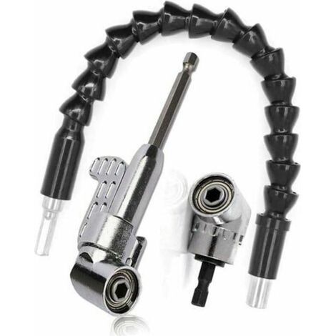Foret à angle droit et kit d'extension d'angle flexible,Renvoi d'Angle Visseuse Coudée à Angle Droit 105 Degrés Tige Hexagonale 1/4" pour Perceuse (1/5)
